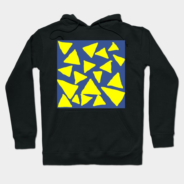 Yellow Corn Chips on Blue Hoodie by Deadfluffy